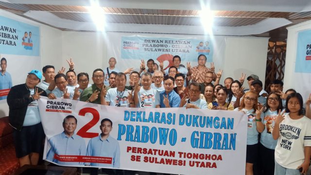 Sah, Perkumpulan Tionghoa Sulut deklarasikan dukungan kepada Prabowo Gibran sebagai Capres dan Calon Wakil Presiden.