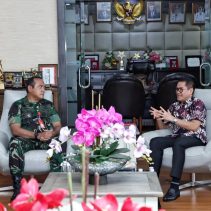 Danlanud Sam Ratulangi Marsma TNI Ramot C.P. Sinaga, S.E., M.Han., berkunjung ke Bupati Minahasa Utara Joune J.E. Ganda, S.E., MAP., M.M., M.Si. Jumat (5/1/2024).