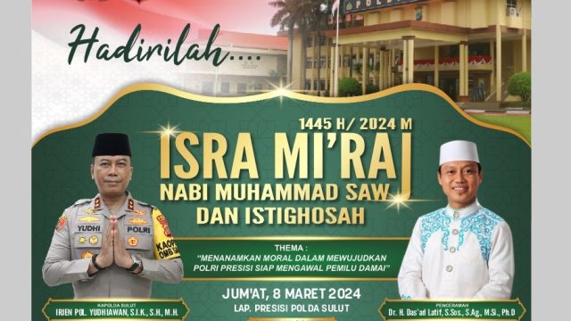 Ustad Das’ad Latif Dihadirkan Polda Sulut dalam Acara Memperingati Isra Mikraj dan Istighosah
