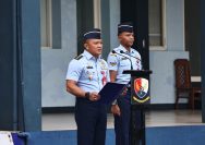 personel Lanud Sam Ratulangi melaksanakan Upacara Bendera mingguan di Lapangan Apel Lanud Sam Ratulangi, Manado, Sulawesi Utara. Senin (6/5/2024).