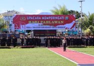 Polda Sulawesi Utara (Sulut) melaksanakan upacara memperingati Hari Pahlawan Tahun 2024, Minggu (10/11) pagi, di Lapangan Presisi Mapolda Sulut, Jalan Bethesda, Kota Manado.