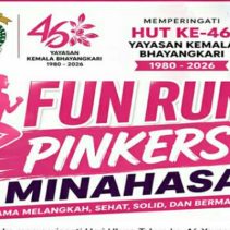 Polres Minahasa sukses menyelenggarakan kegiatan Fun Run Pinkers yang diikuti dengan antusiasme tinggi oleh ratusan peserta, di Lapangan God Bless Tondano, Sabtu pagi (25/04/2026).