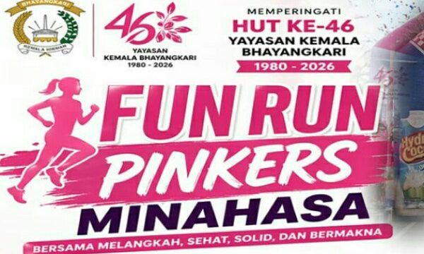 Polres Minahasa sukses menyelenggarakan kegiatan Fun Run Pinkers yang diikuti dengan antusiasme tinggi oleh ratusan peserta, di Lapangan God Bless Tondano, Sabtu pagi (25/04/2026).