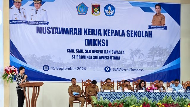 Musyawarah Kerja Kepala Sekolah (MKKS) gabungan SMA, SMK, dan SLB se-Sulawesi Utara digelar di Kompleks Sekolah Lanjutan Atas (SLA) Advent Tompaso, Kabupaten Minahasa, Selasa (15/9/2026).